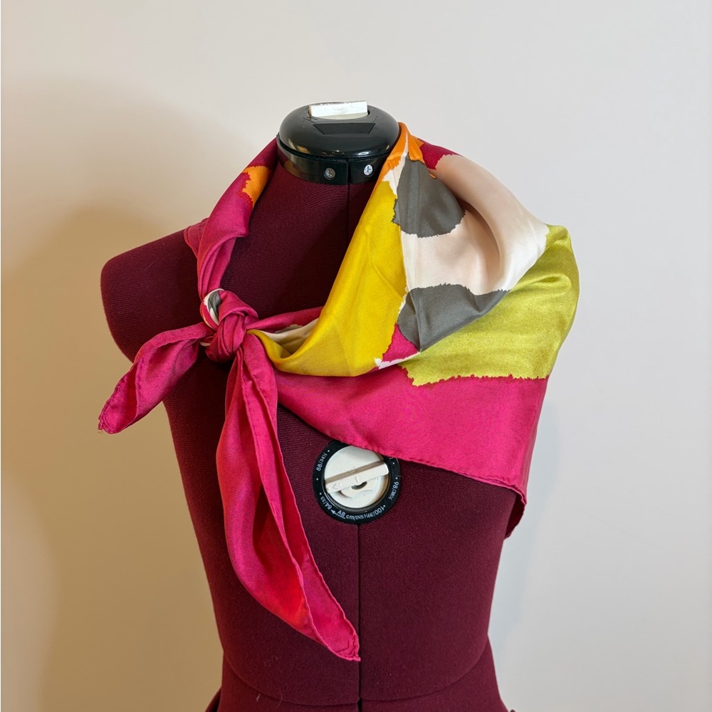 Silk Colorblock Scarf - Pink, Yellow & Green